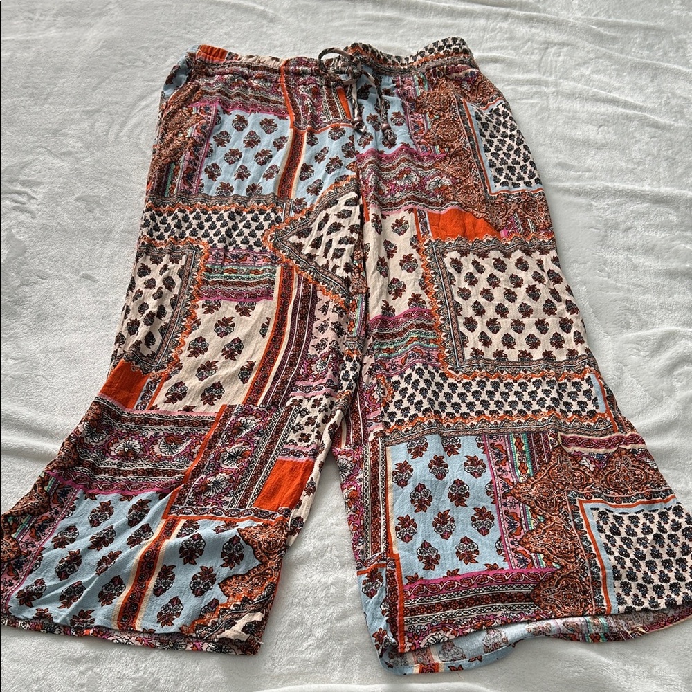 Bohemian Patchwork Wide-Leg Fun Pants